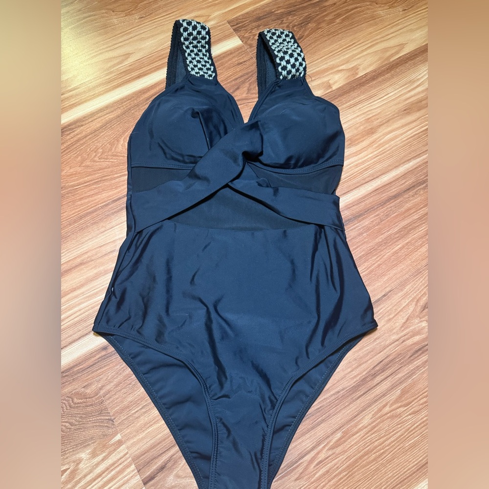 Black One-Piece Swimsuit with Bra Cups